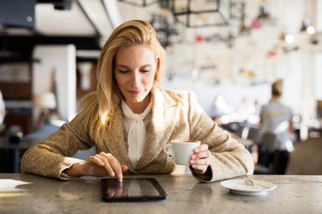 Woman sitting with coffee